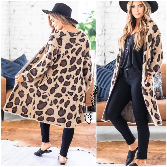 FERRIA Leopard Fuzzy Cardigan - Picture 5 of 6